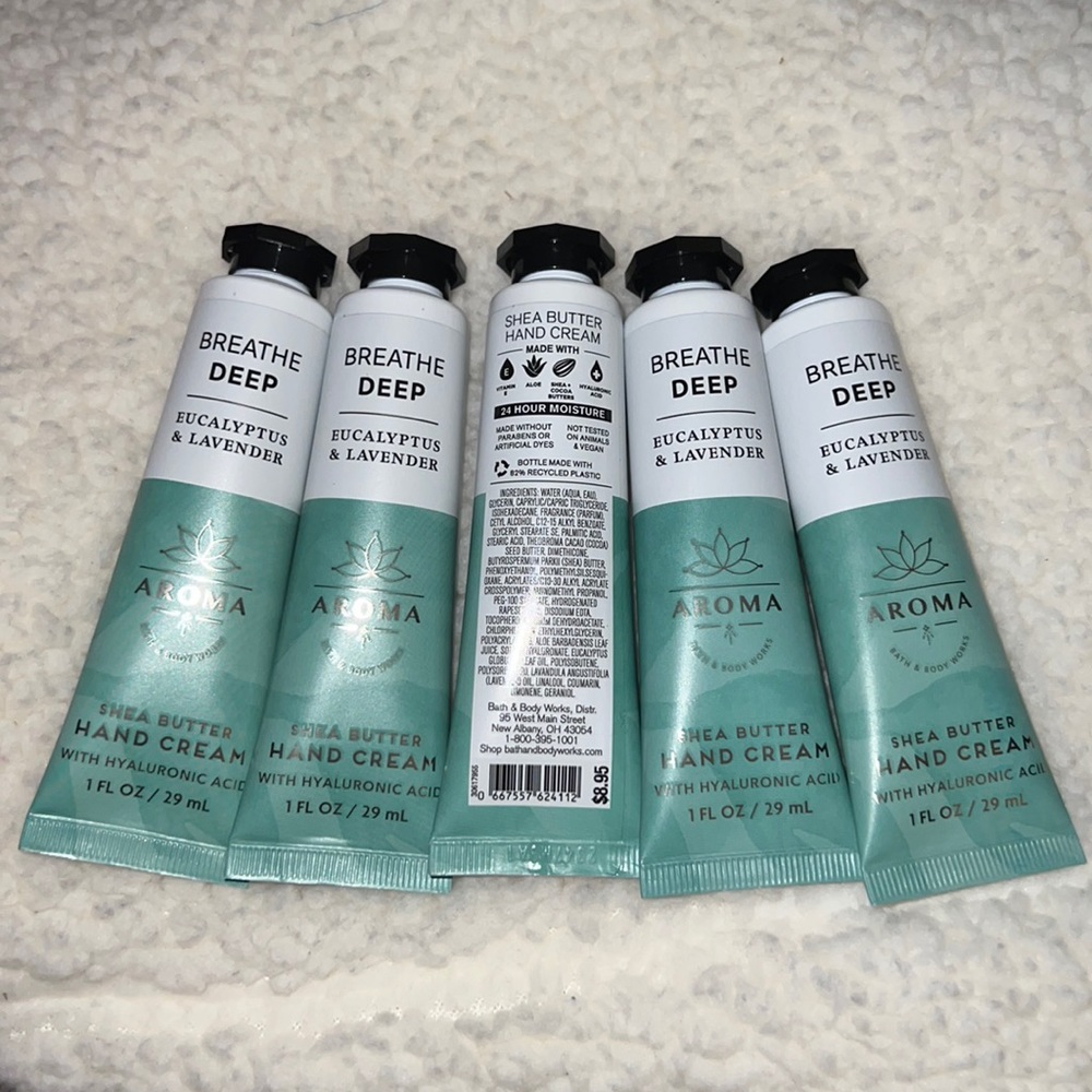 BBW 5pc Aroma Breathe Deep Eucalyptus & lavender hand Creams - Picture 2 of 2